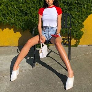 Brandy Melville red and white crop top